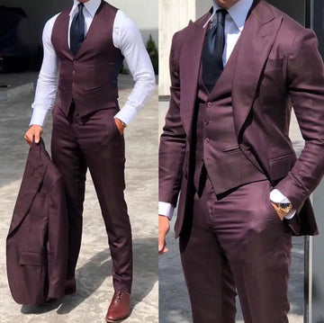 Classy Wedding Tuxedos Suits Slim Fit Bridegroom For Men 3 Pieces Groomsmen Suit Male Cheap Formal Business  (Jacket+Vest+Pants