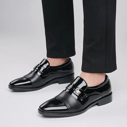 New Business Formal Shoes Large Size Slip-On Casual Leather Shoes Men's Fashionable Party Wedding Shoes